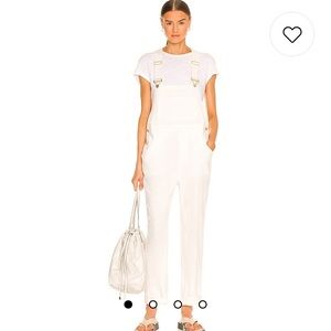 WeWoreWhat NWT White Linen Overalls Sz medium gold